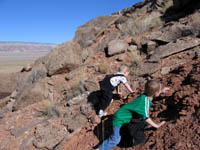 The boys scrambling up Red Knoll