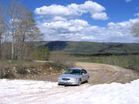 My Taurus at a snow drift on Skyline Drive
